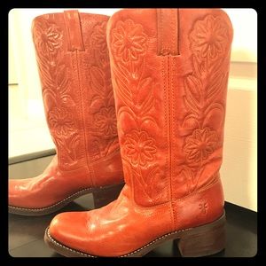 Rare Vintage Orange Frye Boots Campus, stitched